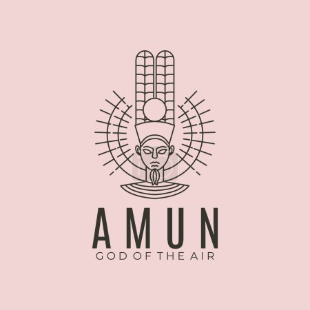 amun ancient egypt line art logo vector symbol illustration design