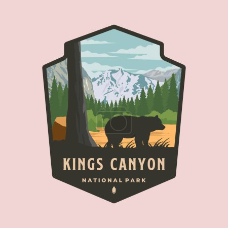 kings canyon national park logo vector emblem patch illustration design, california landmark national park design
