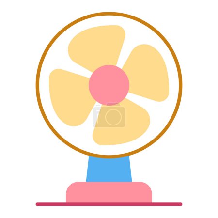 Photo for Four-bladed desktop fan for blowing, from the heat - icon, illustration on white background, flat color style - Royalty Free Image