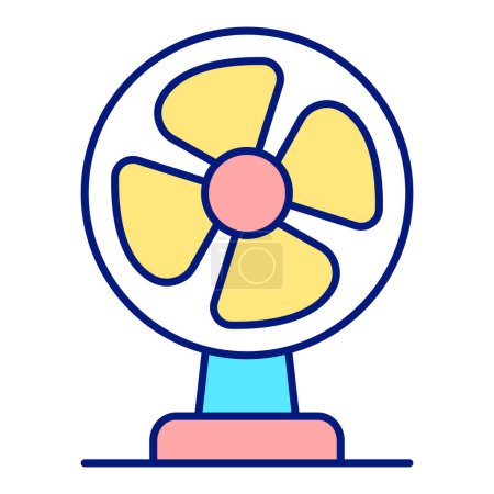 Photo for Four-bladed desktop fan for blowing, from the heat - icon, illustration on white background, color style - Royalty Free Image