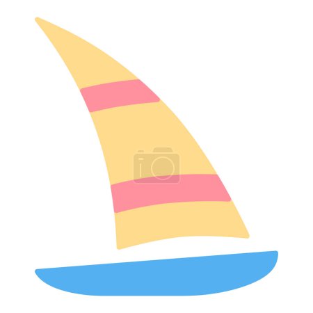 Photo for Sailboat, yacht with triangular sail - icon, illustration on white background, flat color style - Royalty Free Image