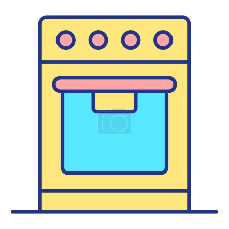 Foto de Electric, gas stove with oven  - icon, illustration on white background, color style - Imagen libre de derechos