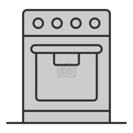 Foto de Electric, gas stove with oven  - icon, illustration on white background, grey style - Imagen libre de derechos