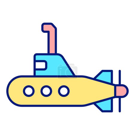 Téléchargez les photos : Sous-marin avec périscope - icône, illustration sur fond blanc, style de couleur - en image libre de droit