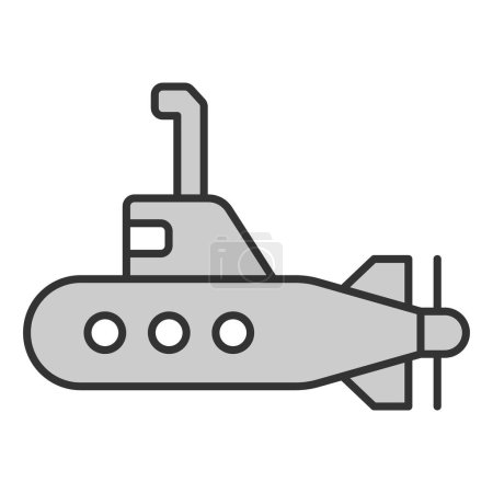Téléchargez les photos : Sous-marin avec périscope - icône, illustration sur fond blanc, style gris - en image libre de droit