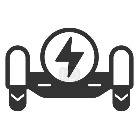 Foto de Vista frontal del giroscooter y signo de energía - icono, ilustración sobre fondo blanco, estilo glifo - Imagen libre de derechos