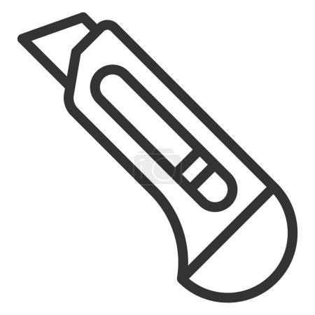 Téléchargez les photos : Couteau de construction - icône, illustration sur fond blanc, style contour - en image libre de droit