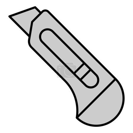 Téléchargez les photos : Couteau de construction - icône, illustration sur fond blanc, style gris - en image libre de droit