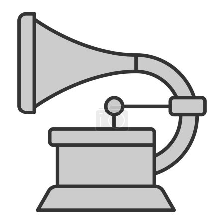 Photo for Gramophone for gramophone records - icon, illustration on white background, grey style - Royalty Free Image
