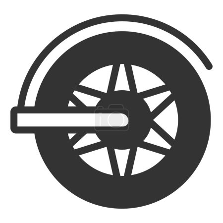 Illustration for Rear wheel of electric scooter - icon, illustration on white background, glyph style - Royalty Free Image
