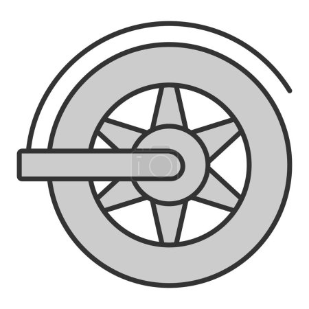 Illustration for Rear wheel of electric scooter - icon, illustration on white background, grey style - Royalty Free Image