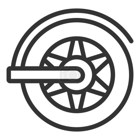Illustration for Rear wheel of electric scooter - icon, illustration on white background, outline style - Royalty Free Image