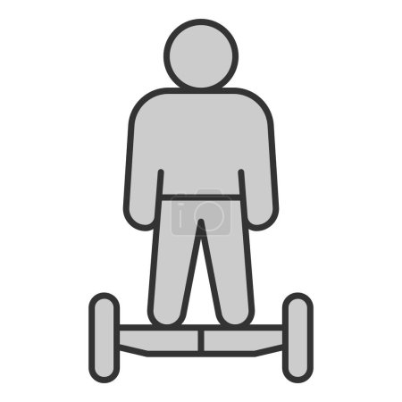 Illustration for Man rides a hoverboard, front view - icon, illustration on white background, grey style - Royalty Free Image