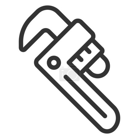 Illustration for Straight pipe wrench - icon, illustration on white background, outline style - Royalty Free Image