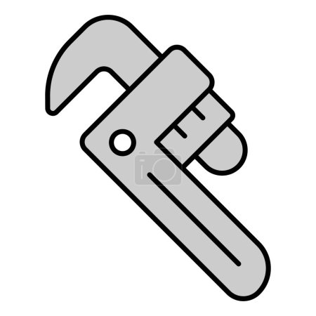 Illustration for Straight pipe wrench - icon, illustration on white background, grey style - Royalty Free Image