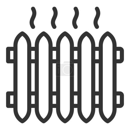 Téléchargez les illustrations : Radiateurs chauffe-eau icône, illustration sur fond blanc, style contour - en licence libre de droit