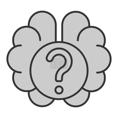 Illustration for Question, reflections in the brain - icon, illustration on white background, grey style - Royalty Free Image