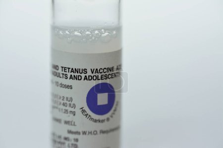 Photo for Cairo, Egypt, December 13 2022: Diphtheria Tetanus Vaccine for Intramuscular injection in the shoulder deltoid muscle for children and adults, Diphtheria and tetanus toxoid DT vaccine by Vacsera Egypt - Royalty Free Image