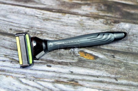 Photo for Cairo, Egypt, July 5 2023: Dorco Pace 6 Pro for shaving comes with handle and cartridges with a patented thin six-blade shaving platform, DORCO is South Korean manufacturer of razors, selective focus - Royalty Free Image