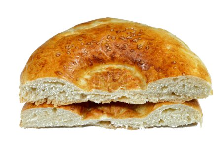 Téléchargez les photos : Tandyr nan Pain ouzbek, un type de pain d'Asie centrale, souvent décoré par des motifs estampillés sur la pâte à l'aide d'un timbre de pain connu sous le nom de chekich, également appelé tamdyr corek, tonur nan, tandir non - en image libre de droit