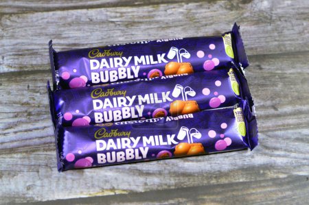 Photo for Giza, Egypt, November 4 2023: Cadbury dairy milk bubbly chocolate with chocolate bubbles, Cadbury, formerly Cadbury's, Cadbury Schweppes, is a British multinational confectionery company by Mondelez - Royalty Free Image