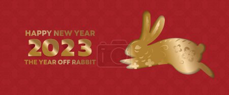 Téléchargez les photos : Bonne année 2023, zodiaque traditionnel chinois. l'année du lapin. mignon petit lapin avec l'élément heureux. illustration vectorielle - en image libre de droit