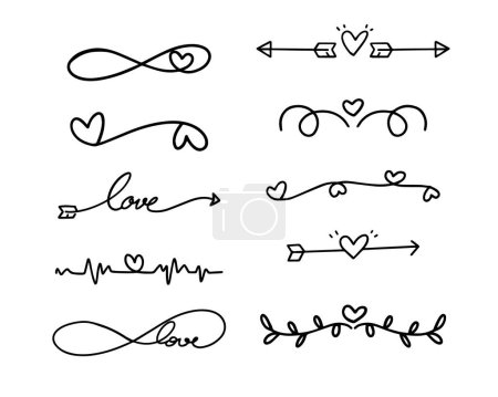 Ilustración de Elementos de amor y día de San Valentín, objetos de decoración. diseño gráfico vectorial. ilustración - Imagen libre de derechos