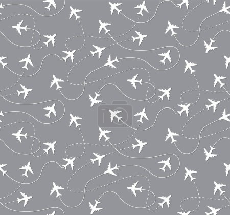 Illustration for Travel air plane seamless pattern, vector	illustration - Royalty Free Image
