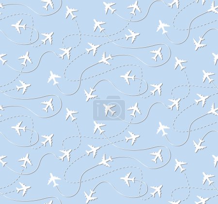 Téléchargez les photos : Avion de voyage modèle sans couture, illustration vectorielle - en image libre de droit