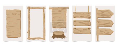 Illustration for Wood frame collection of safari background set.Editable vector illustration for birthday invitation,postcard and sticker - Royalty Free Image