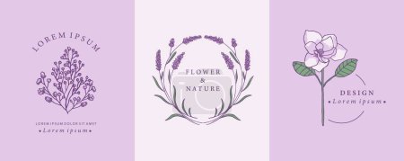 Illustration for Lavender and magnolia design with curve line shape - Royalty Free Image