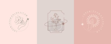 Illustration for Lavender and magnolia design with curve line and heart shape - Royalty Free Image
