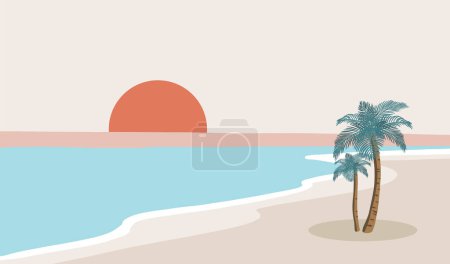 Ilustración de Fondo de verano con el mar y la playa .Vector bandera de verano - Imagen libre de derechos