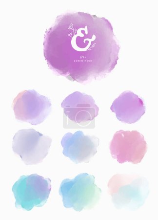 Illustration for Watercolor circle brush with purple,violet,blue for banner,background invitation - Royalty Free Image