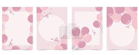 Téléchargez les illustrations : Carte d'invitation de douche de bébé pour fille avec ballon, nuage, ciel, rose - en licence libre de droit