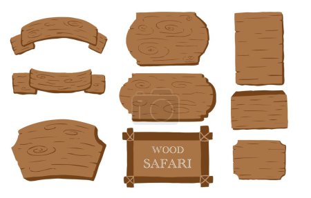 Illustration for Wood banner collection of safari background set.Editable vector illustration for birthday invitation,postcard and sticker - Royalty Free Image
