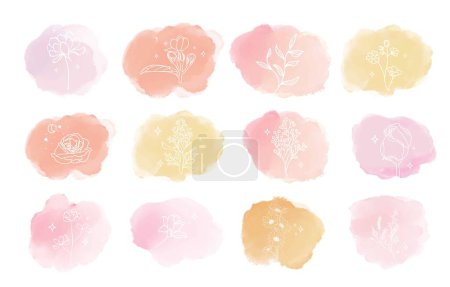 Illustration for Watercolor circle brush with pink, yellow, orange for banner,background invitation - Royalty Free Image