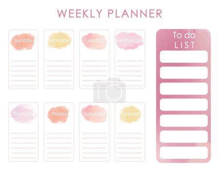 Illustration for 2024 watercolor planner with orange,yellow,pink.Vector illustration for kid and baby.Editable element - Royalty Free Image