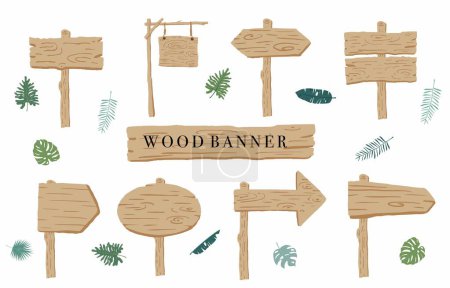 Illustration for Wood banner collection of safari.Editable vector illustration for birthday invitation,postcard and sticker - Royalty Free Image