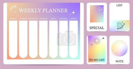 Illustration for Weekly planner.week start on sunday with gradient style that use for horizontal digital - Royalty Free Image