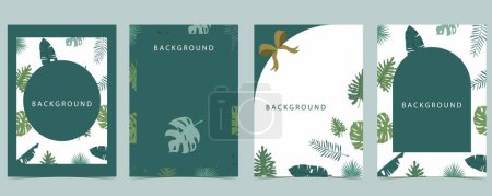 Téléchargez les illustrations : Cadre vert collection de safari fond set.Editable illustration vectorielle pour invitation d'anniversaire, carte postale et autocollant - en licence libre de droit
