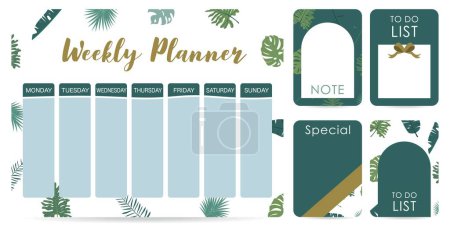 Illustration for Weekly planner.week start on sunday with safari style that use for horizontal digital - Royalty Free Image
