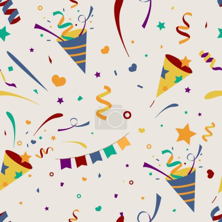 Illustration for Celebrate party seamless pattern with party popper,glitter..Vector illustration for postcard,banner - Royalty Free Image