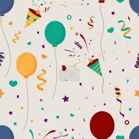 Illustration for Celebrate party seamless pattern with party popper,glitter..Vector illustration for postcard,banner - Royalty Free Image