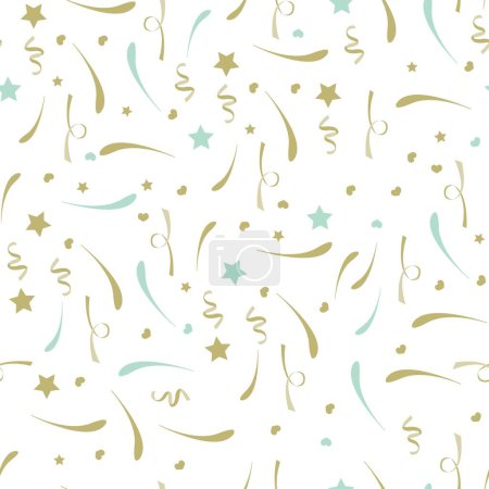 Illustration for Celebrate party seamless pattern with confetti,glitter.Vector illustration for tile,fabric - Royalty Free Image