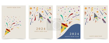 Illustration for Celebrate party background with party popper,glitter..Vector illustration for postcard,banner - Royalty Free Image