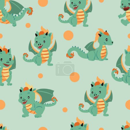Illustration for Cute Chinese New Year seamless with lantern,dragon.Editable vector illustration for kid design - Royalty Free Image