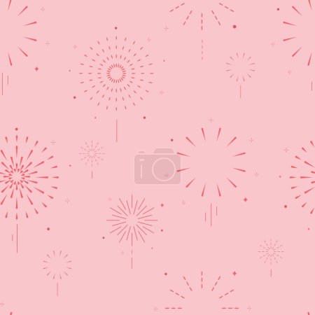 Illustration for Firework seamless pattern on pink background.Editable vector illustration for fabric,tile - Royalty Free Image