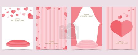 Illustration for Heart background for valentine's day with curtain,room.Editable vector illustration for postcard,banner - Royalty Free Image