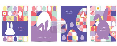Illustration for Easter day background for vertical a4 design with geometric style - Royalty Free Image